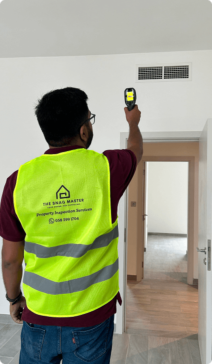 Property inspection toolkit with thermal camera and laser measure used during inspection