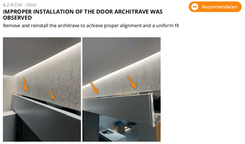 The door issues were systemic, not isolated - Interior Fitout inspection Dubai